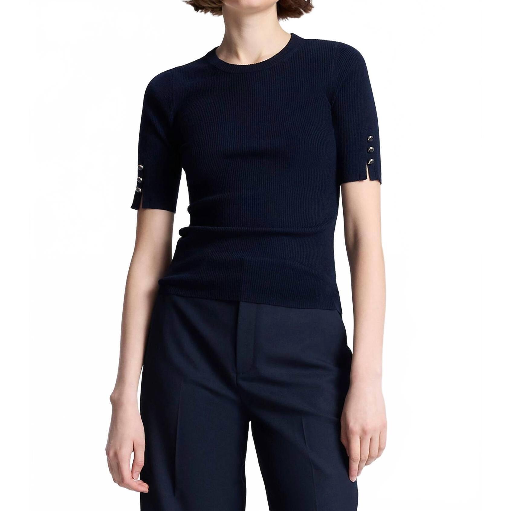 New A.L.C. Josie Knit Merino Top In Navy